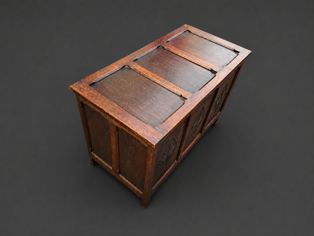 Jacobean Revival Carved Oak Blanket Chest