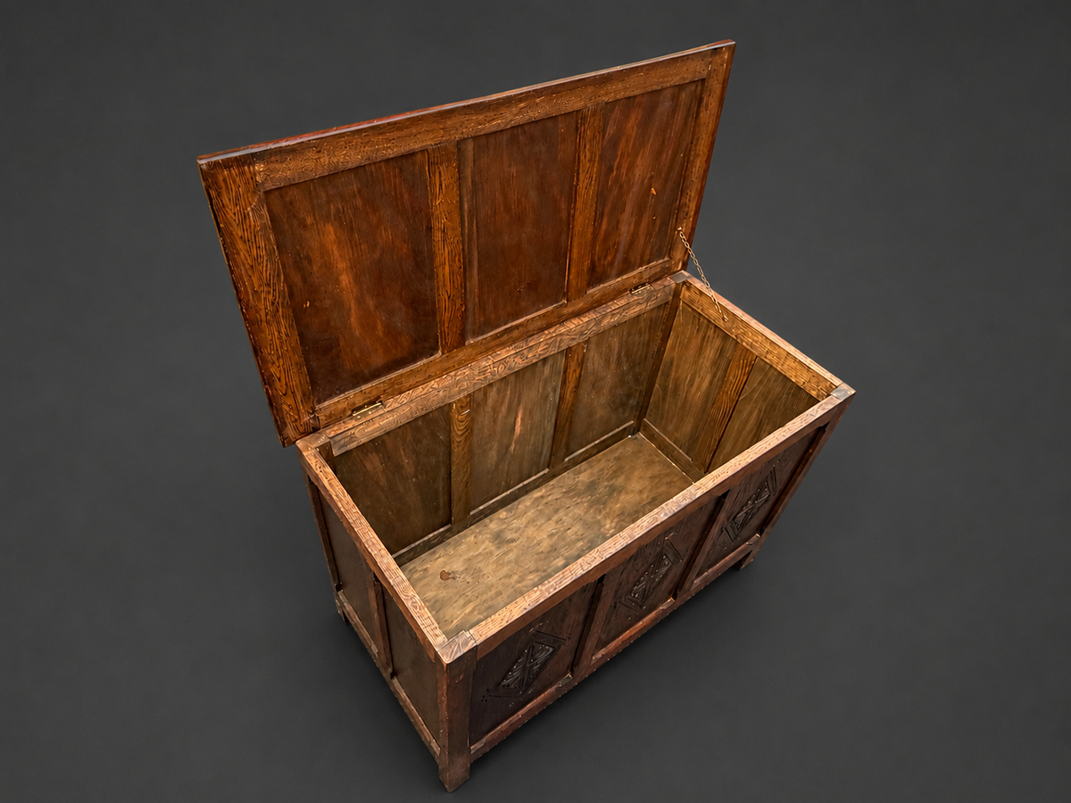 Jacobean Revival Carved Oak Blanket Chest