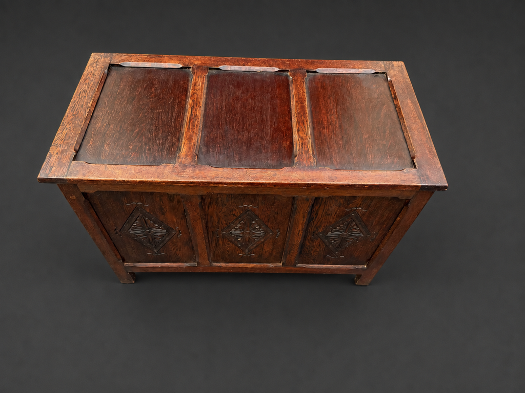 Jacobean Revival Carved Oak Blanket Chest