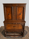 Early 20th Century Carved Walnut and Burl Cabinet