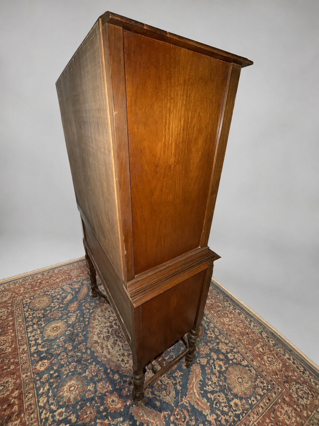 Early 20th Century Carved Walnut and Burl Cabinet