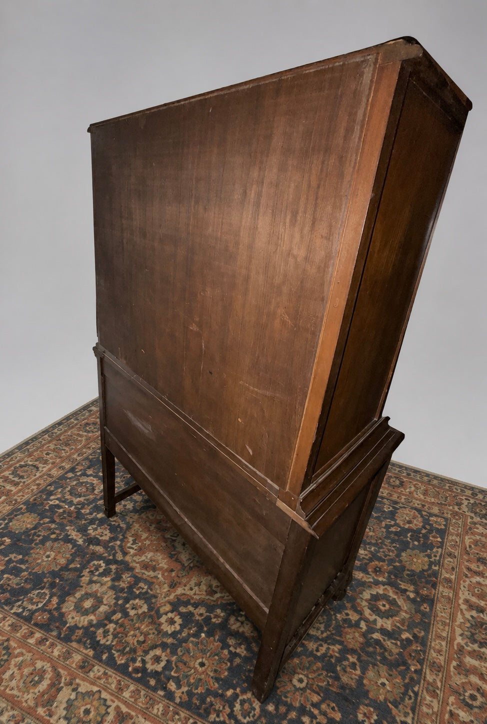 Early 20th Century Carved Walnut and Burl Cabinet