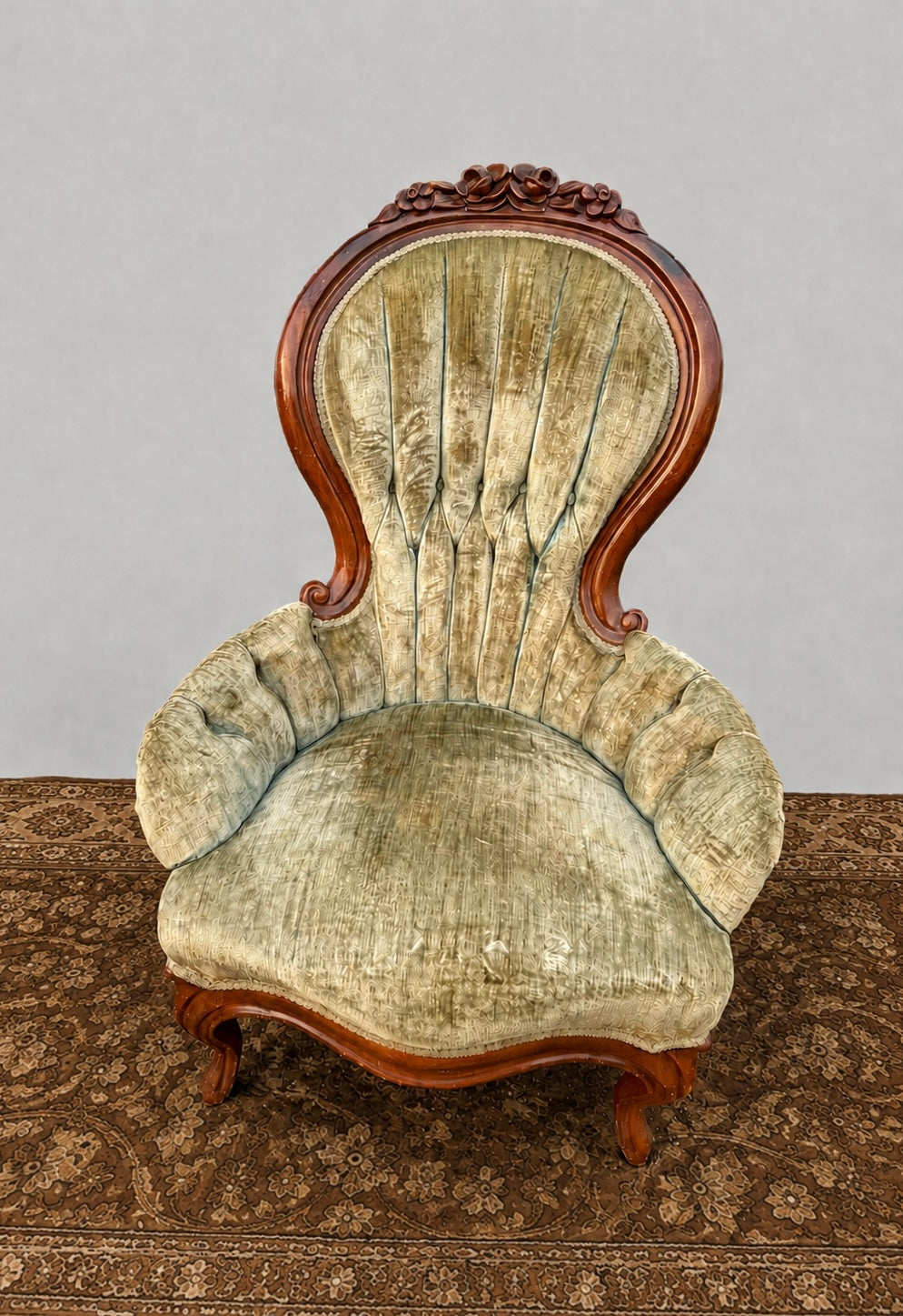 His and Hers Victorian Carved Floral Parlor Chairs