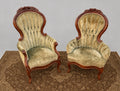 His and Hers Victorian Carved Floral Parlor Chairs