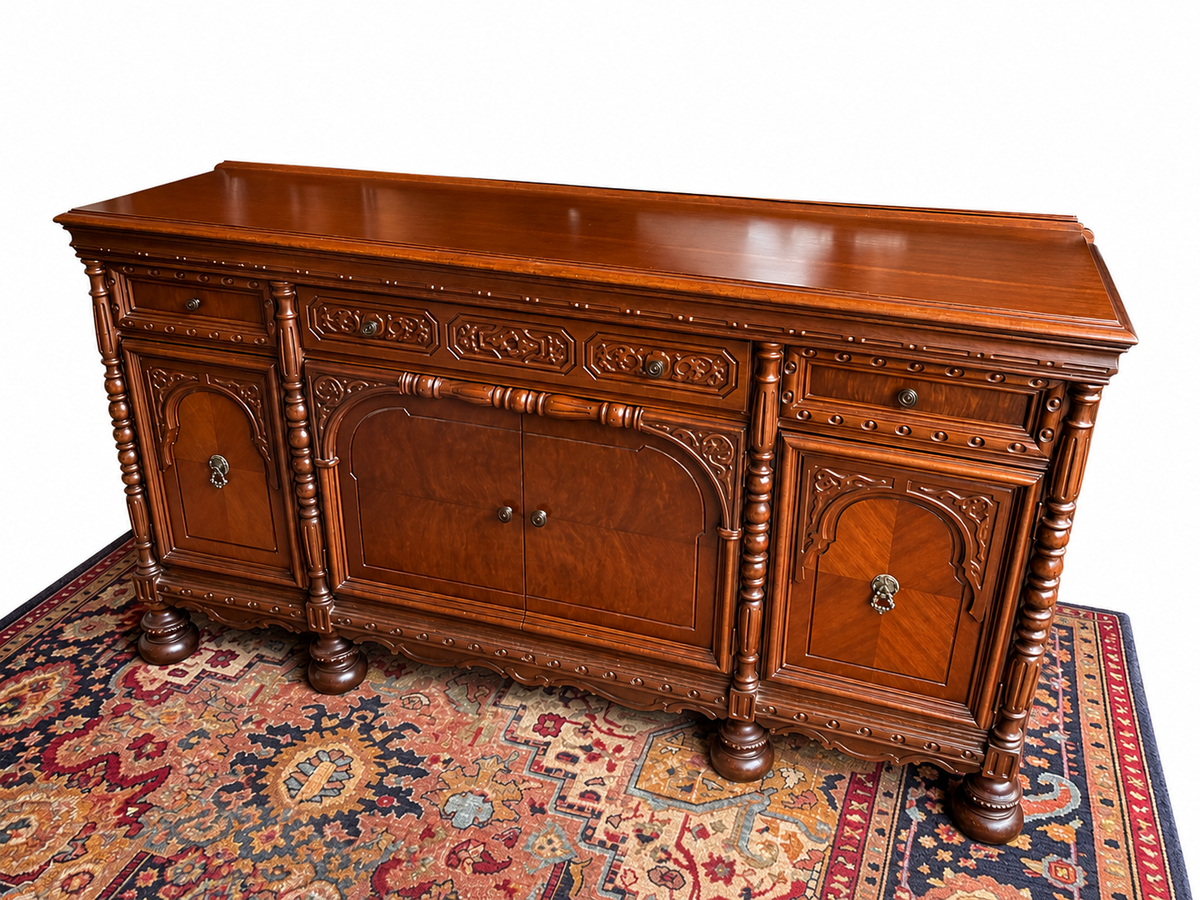 Early 20th Century Renaissance Revival Style Carved Walnut Sideboard