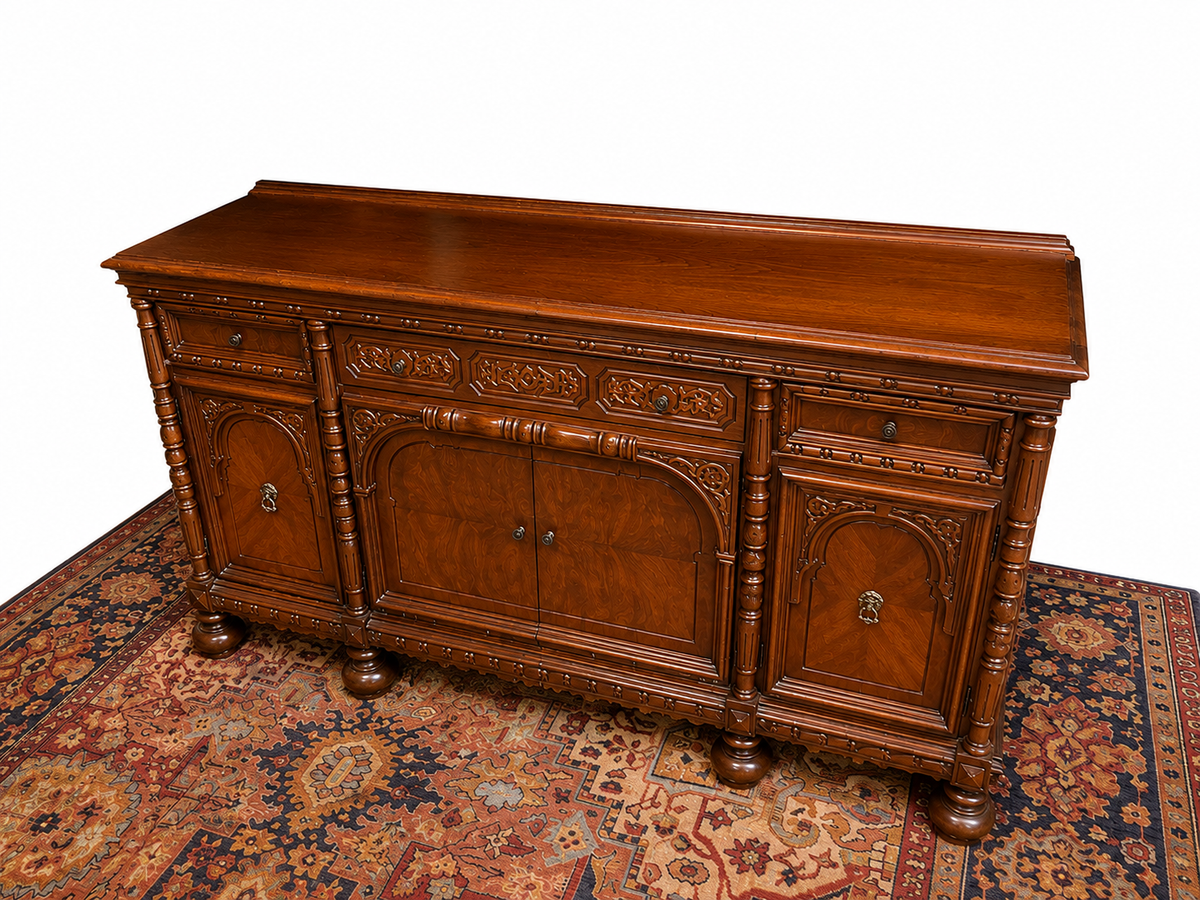 Early 20th Century Renaissance Revival Style Carved Walnut Sideboard