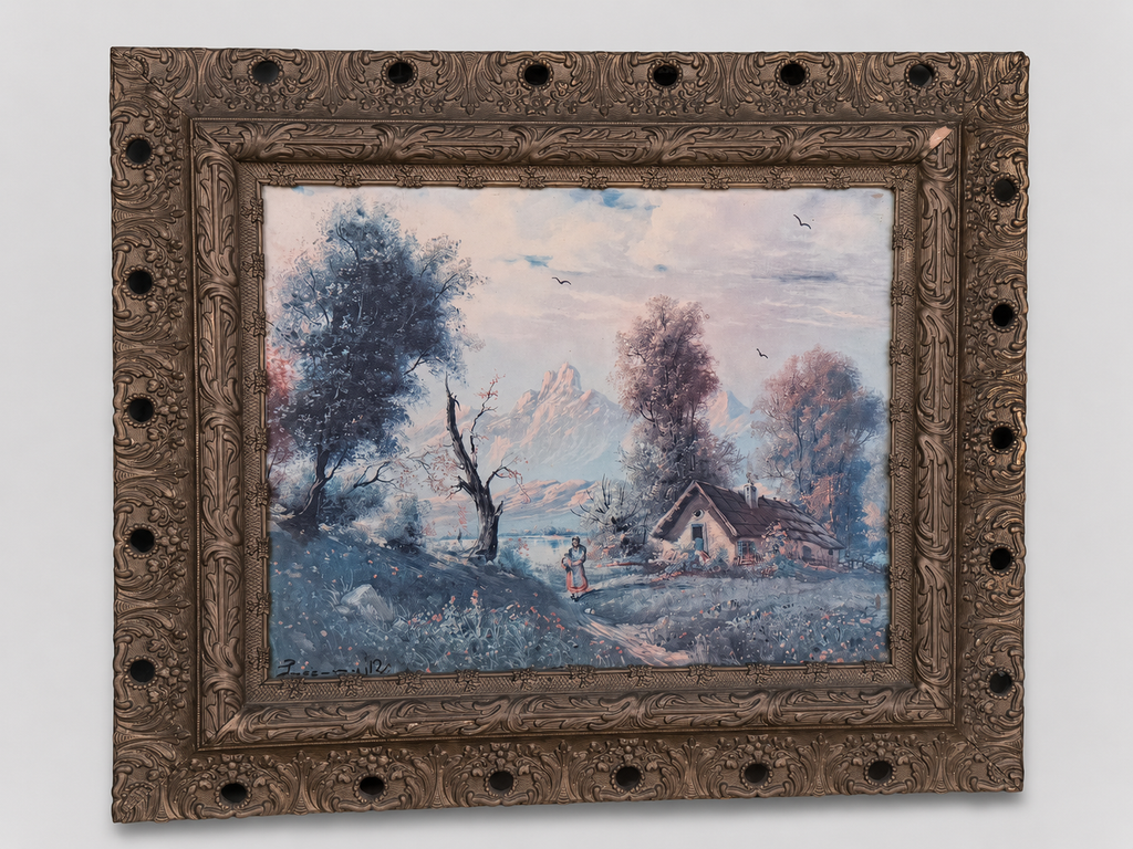 Late 19th to Early 20th Century Winter Landscape Oil Painting