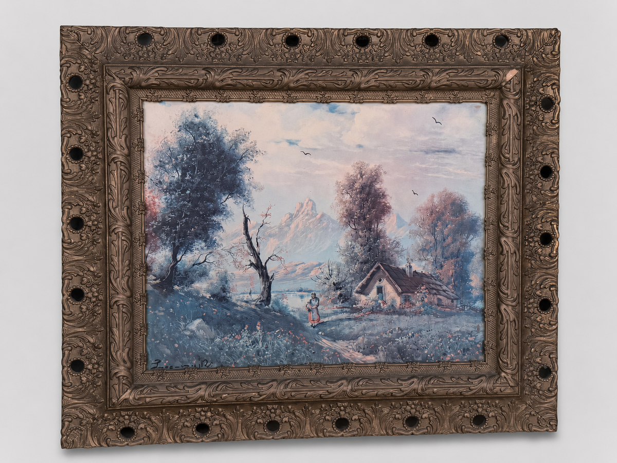 Late 19th to Early 20th Century Winter Landscape Oil Painting