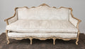 Louis XV Carved Sofa Beige/Cream + Solid Wood Frame