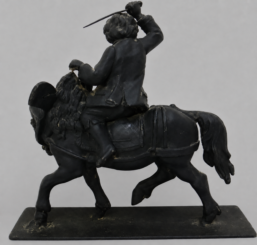 Vintage Iron Cossack on Horseback Statue