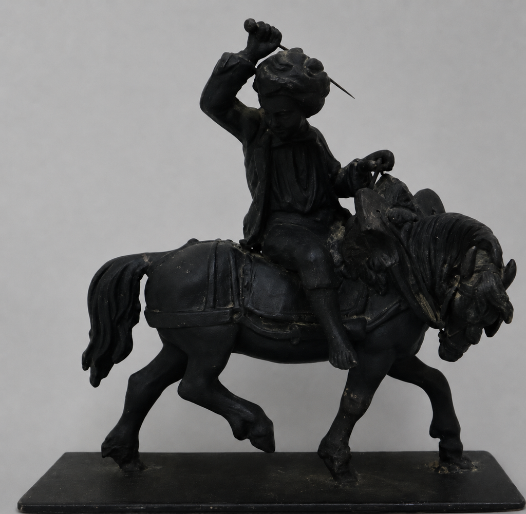 Vintage Iron Cossack on Horseback Statue