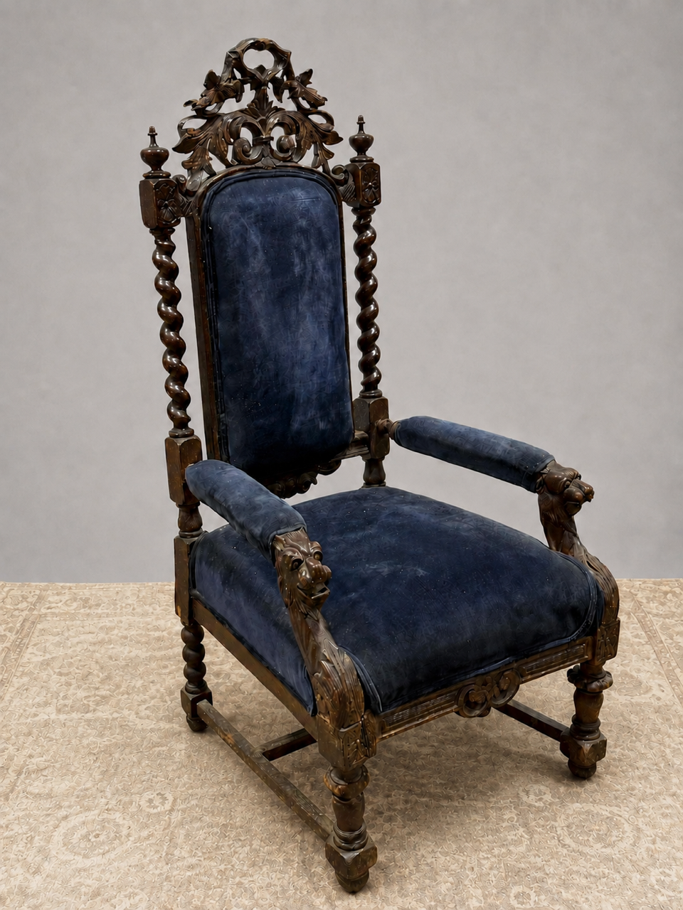 19th Century Renaissance Revival Carved Oak Arm Chair