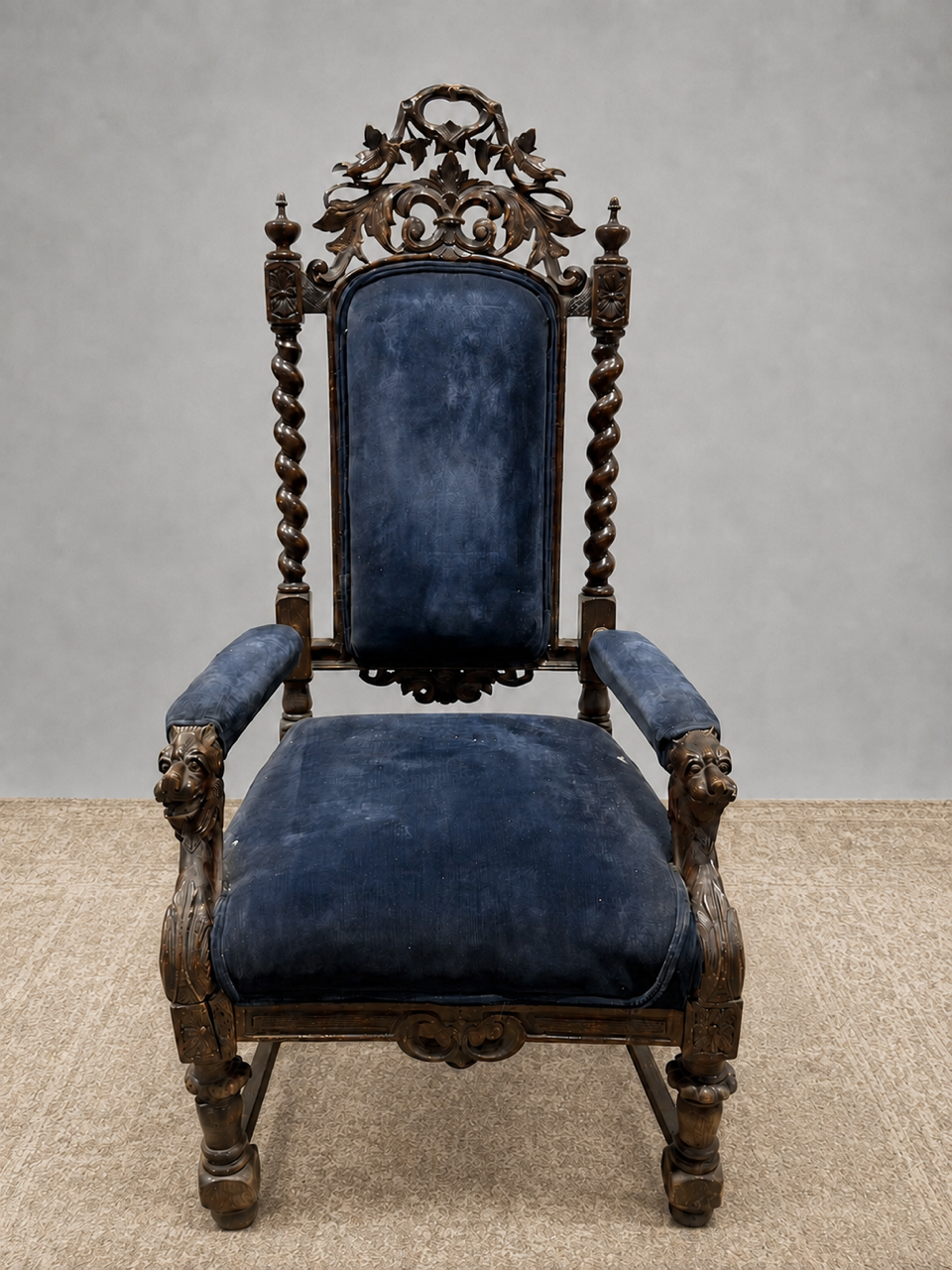 19th Century Renaissance Revival Carved Oak Arm Chair