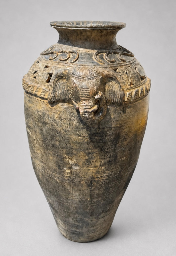 Terracotta Vase with Elephant Head Motifs