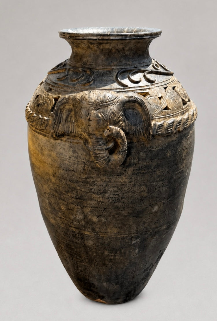 Terracotta Vase with Elephant Head Motifs