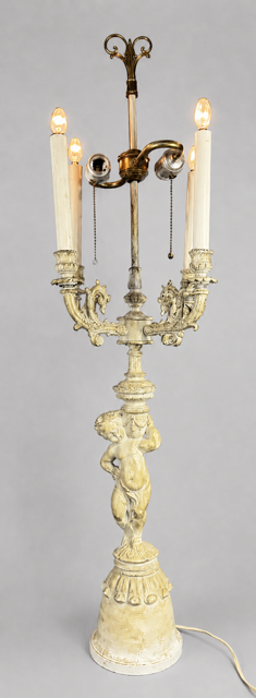 Gilt Bronze Figural Candelabra Table Lamp